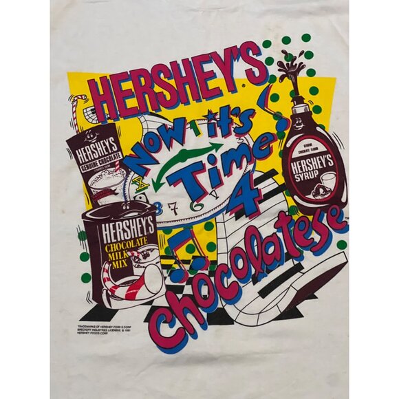 Vintage Hersheys "Now Its Time 4 Chocolate" Graphic T-Shirt XL Fruit Of The Loom - Picture 2 of 10